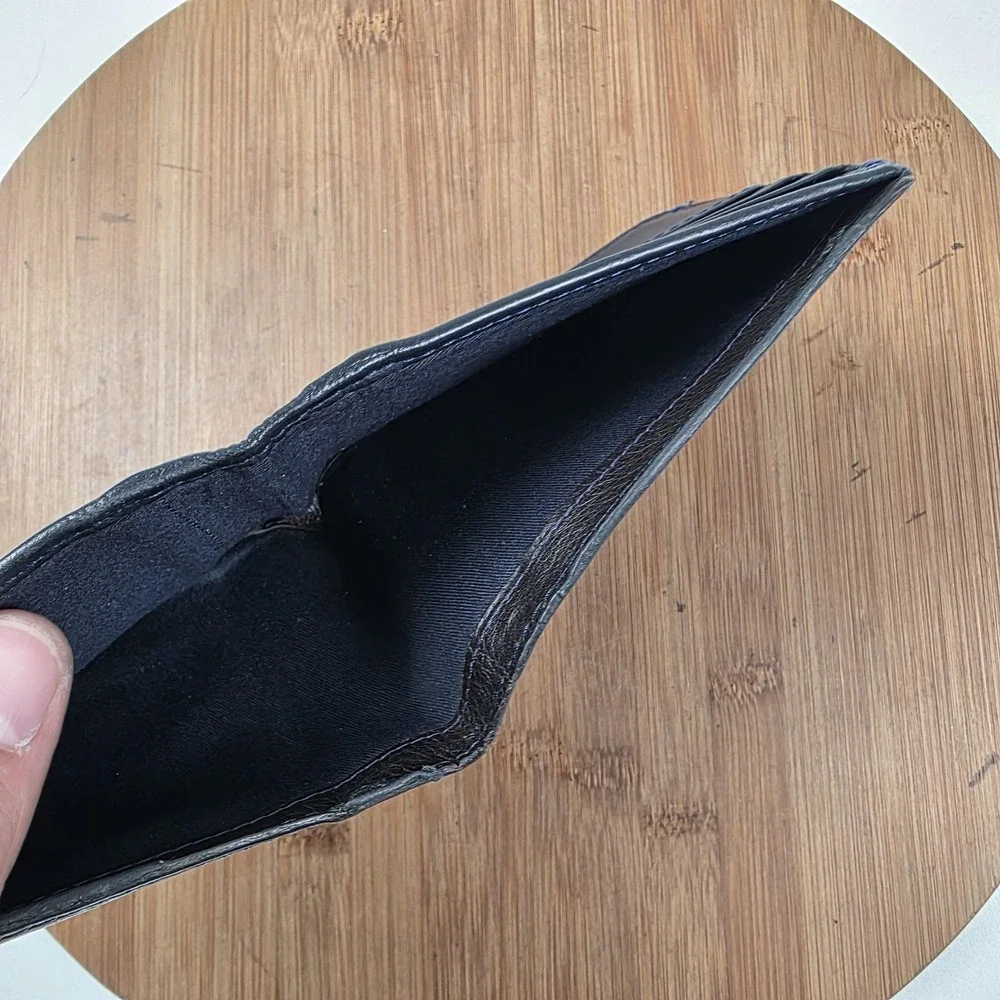 Miguel Bellido Wallet Mens One Size Black Leather Bifold Slim Card Case Logo